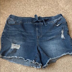 Denim Blue Women's Distressed Shorts